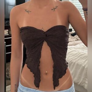 Brown bandeau top